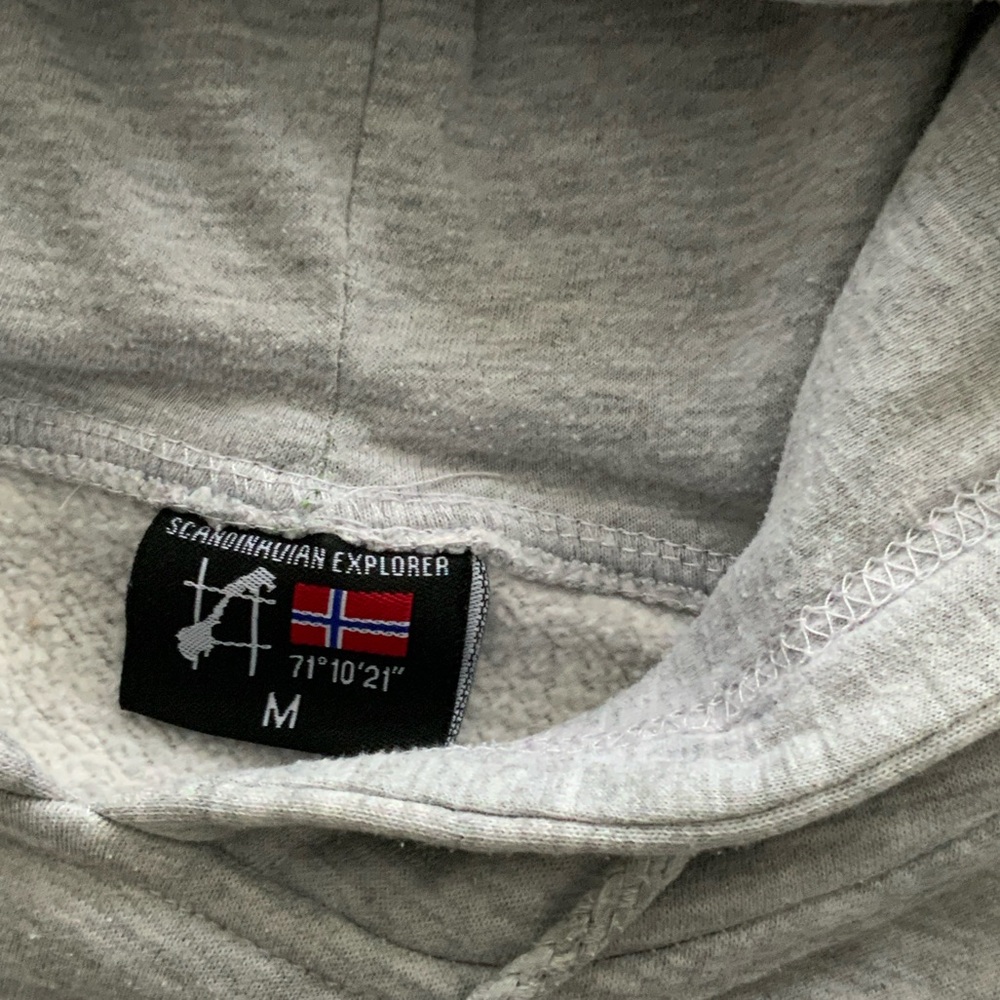Gray “NORWAY” Hoodie Sweatshirt medium … with a spot on sleeve - Picture 2 of 4